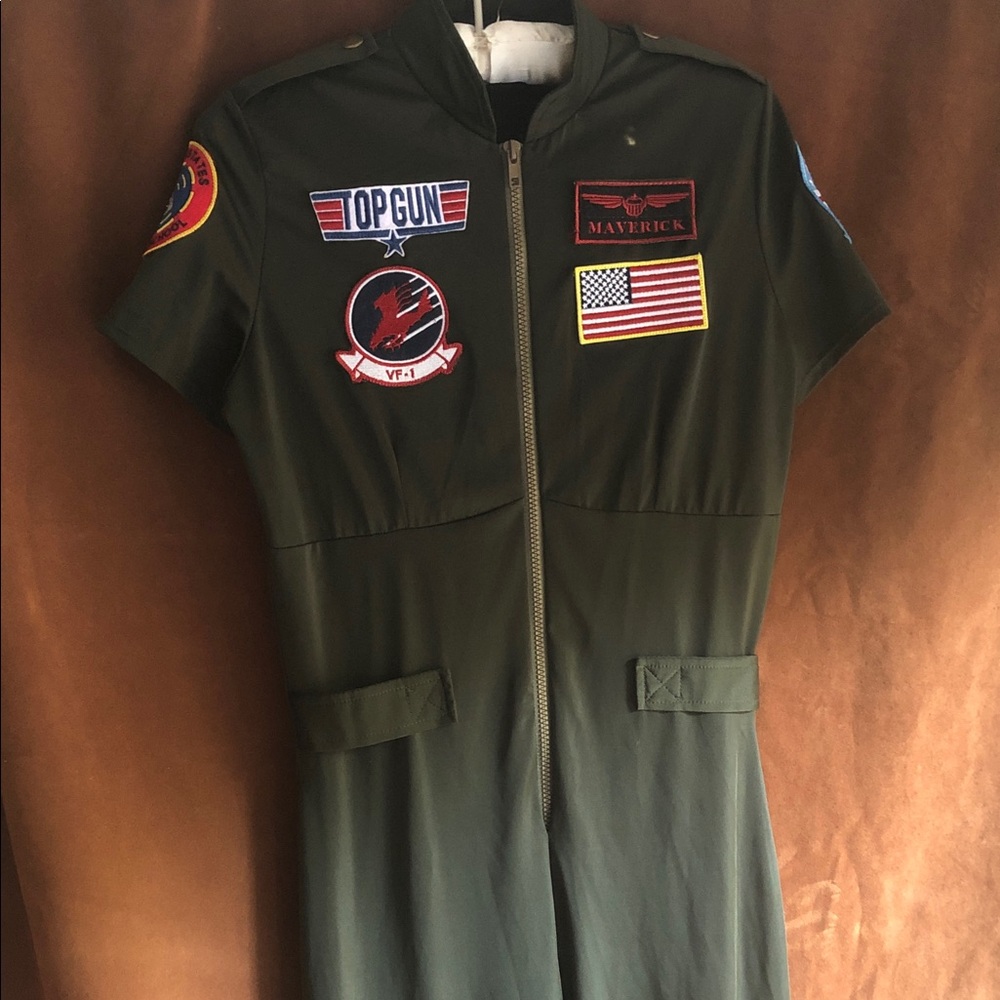 Leg Avenue Olive Green Kids Top Gun Maverick Patch Jumpsuit